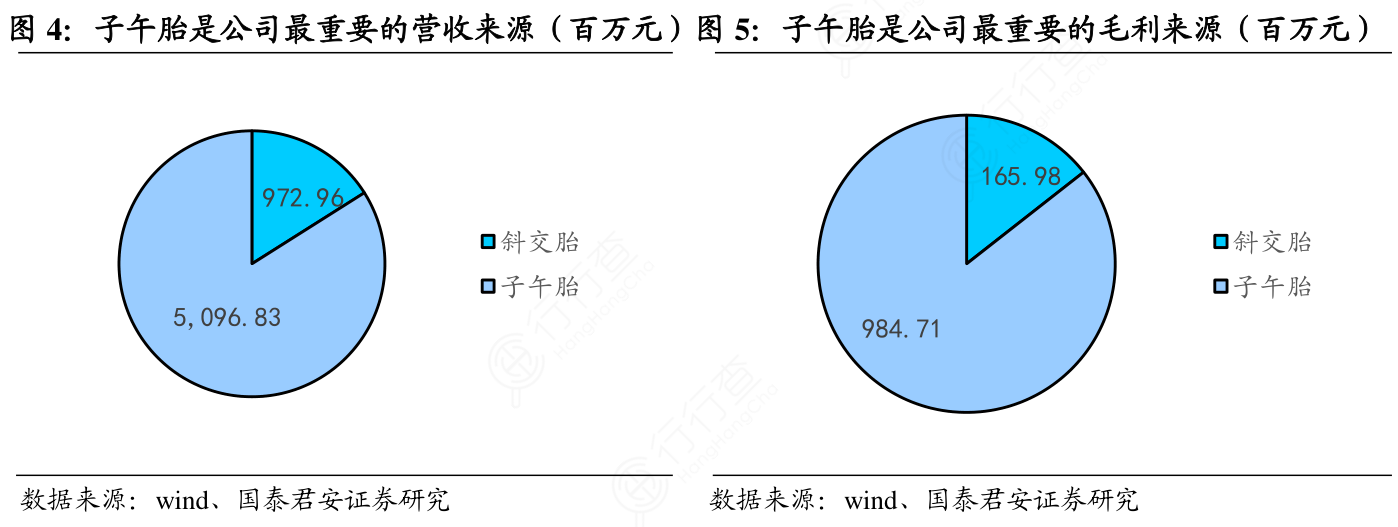 子午胎是公司最重要的营收来源（百万元）图5：子午胎是公司最重要的毛利来源（