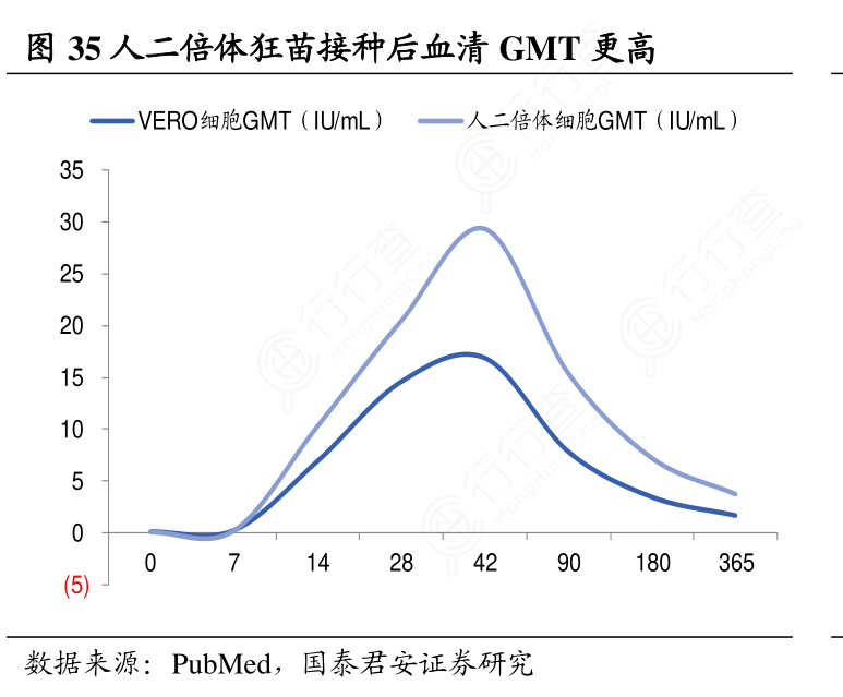 人二倍体狂苗接种后血清GMT更高