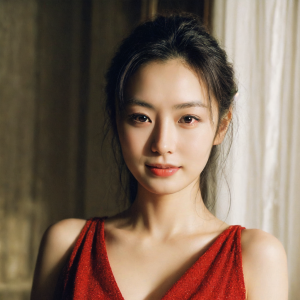 美女写真 | 红色独舞：红色晚礼服衬托美少女芬芳