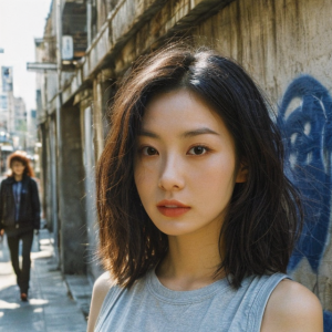 美女写真 | 都市风情：无袖T恤的街拍之美