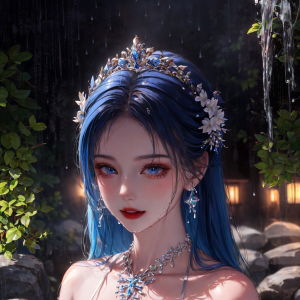 Ai绘画 | 雨中公主 · 蓝（含Prompt提示词）