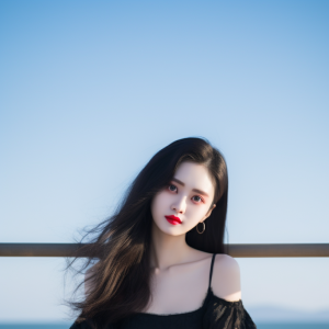 Midjourney 长腿美女海边超美摄影